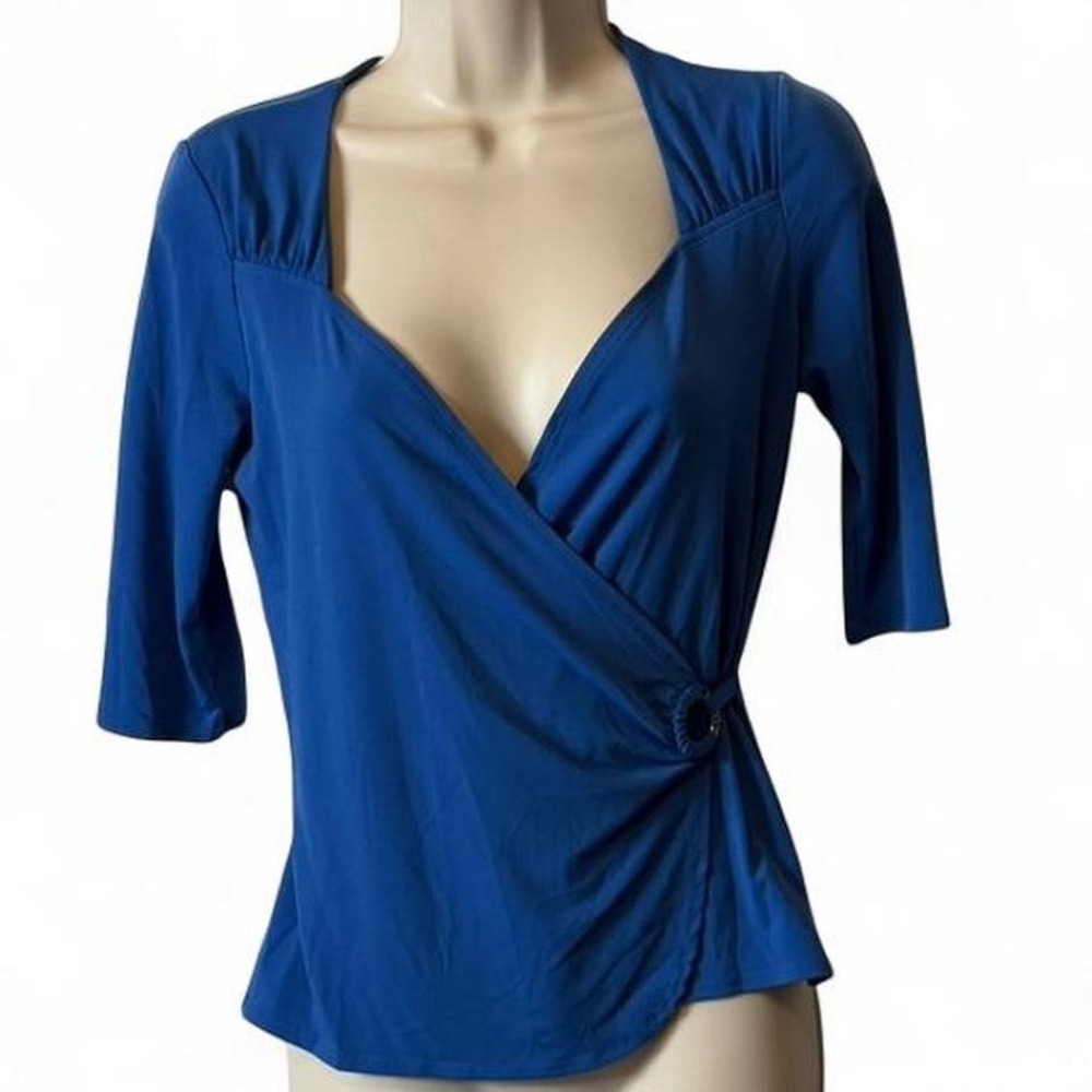Ideology Royal Blue Surplice Wrap Top, Women's Size PM